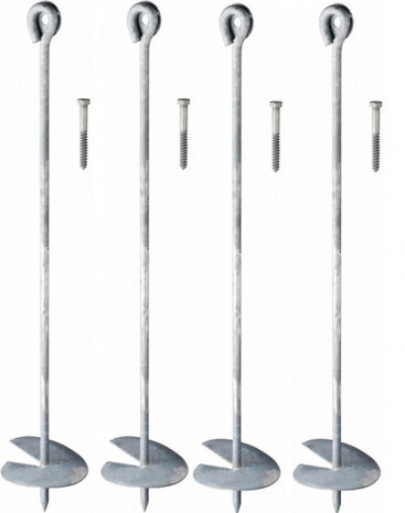 grondankers 500 mm thermisch verzinkt zilver 4 stuks