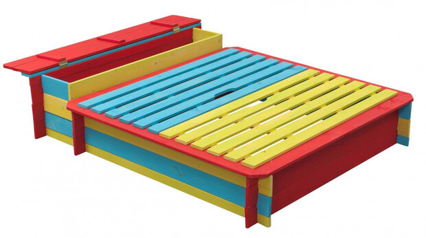 zandbak Jade 150 x 120 x 25/35 cm blauw/geel/rood