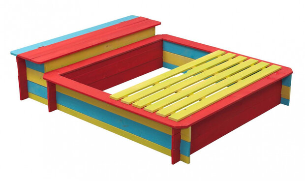 zandbak Jade 150 x 120 x 25/35 cm blauw/geel/rood