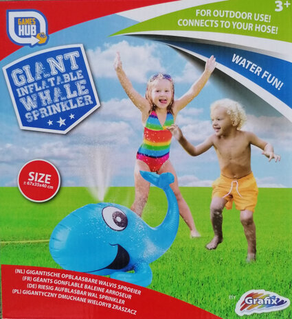 watersproeier opblaasbaar Walvis 75 cm blauw