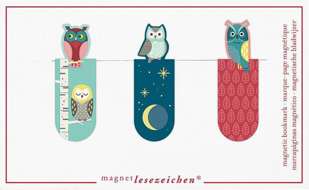Magnetische boekenlegger nachtuilen set van 3