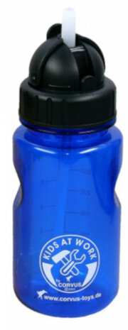 drinkfles met rietje 19 x 6 cm blauw