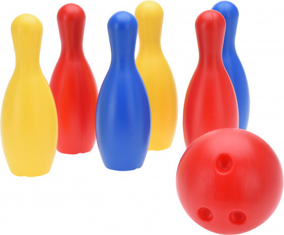 bowlingset junior blauw/geel/rood