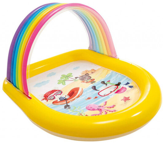 opblaaszwembad 57156NP Rainbow Spray 147 x 130 cm geel