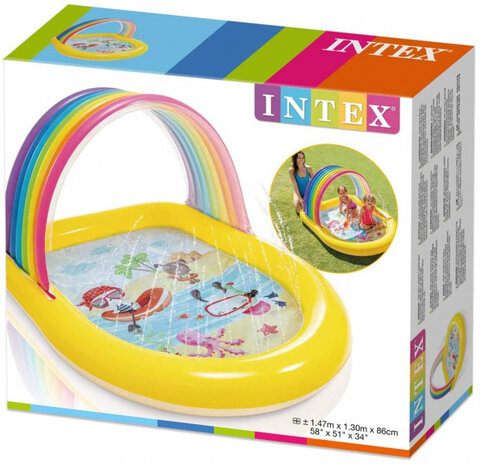 opblaaszwembad 57156NP Rainbow Spray 147 x 130 cm geel