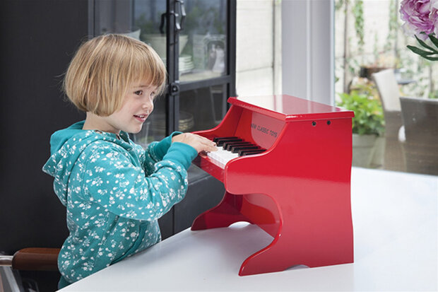 piano 18 toetsen junior 32,5 cm hout rood