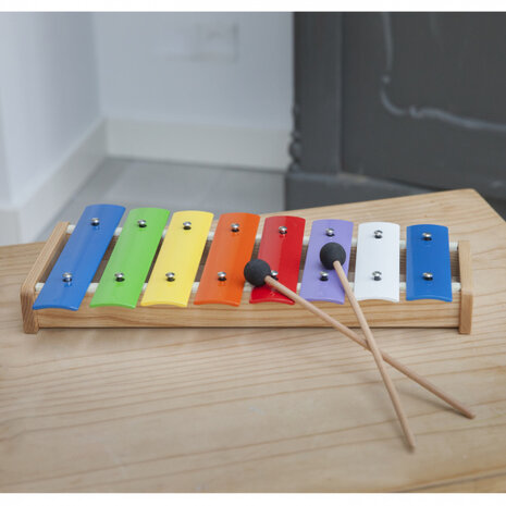 metallofoon 8-toons 40,5 cm hout/staal 3-delig