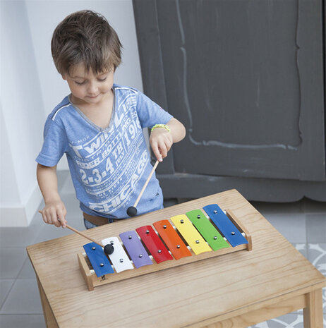 metallofoon 8-toons 40,5 cm hout/staal 3-delig