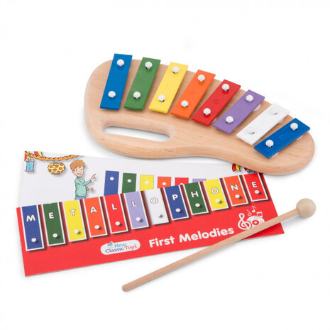 Metallofoon 8-toons 26 cm hout/staal 3-delig