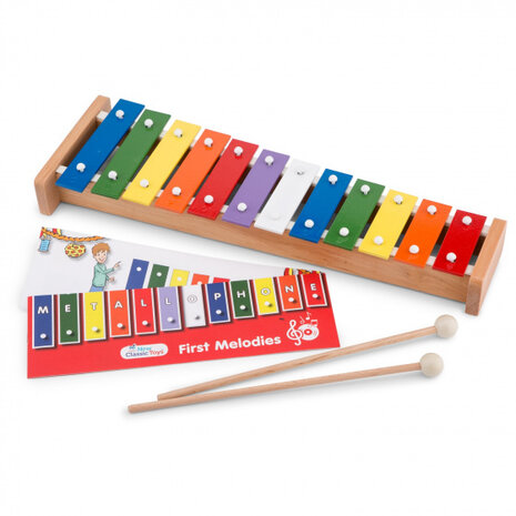 Metallofoon 12-toons 38,5 cm hout/staal 3-delig