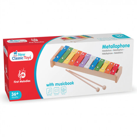 Metallofoon 12-toons 38,5 cm hout/staal 3-delig