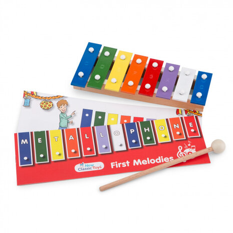 mini-metallofoon 8-toons 26 cm hout/staal 3-delig