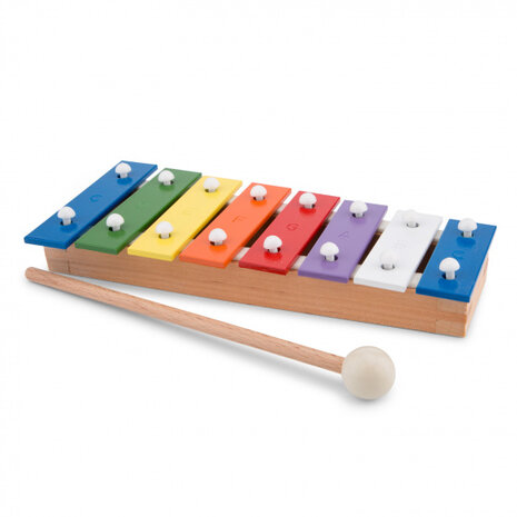 mini-metallofoon 8-toons 26 cm hout/staal 3-delig