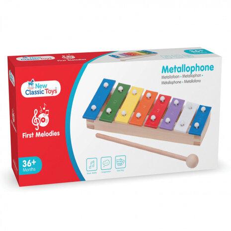 mini-metallofoon 8-toons 26 cm hout/staal 3-delig