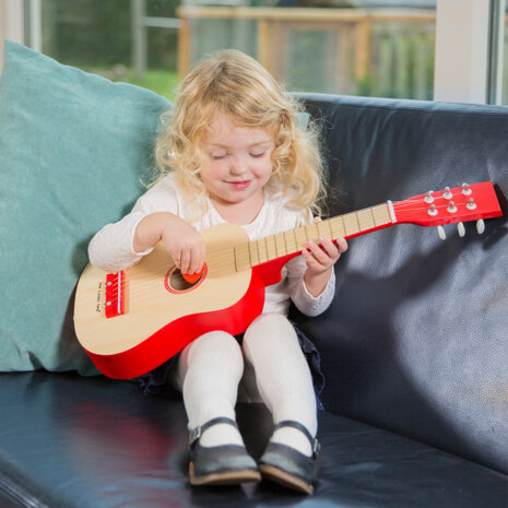 gitaar De Luxe junior 64 cm lichtbruin/rood