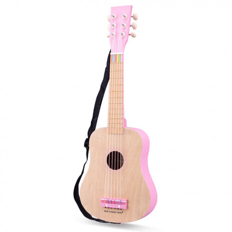 gitaar de luxe junior 64 cm hout lichtbruin/roze