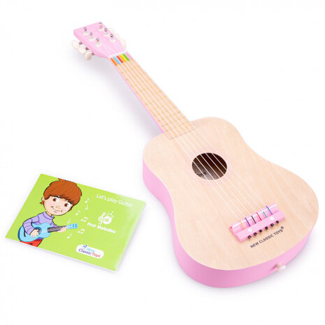 gitaar de luxe junior 64 cm hout lichtbruin/roze