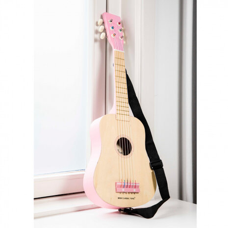 gitaar de luxe junior 64 cm hout lichtbruin/roze