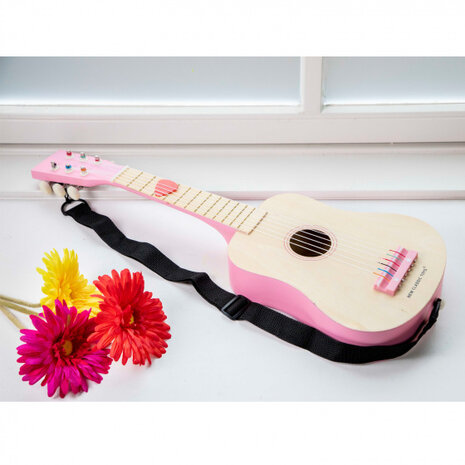 gitaar de luxe junior 64 cm hout lichtbruin/roze