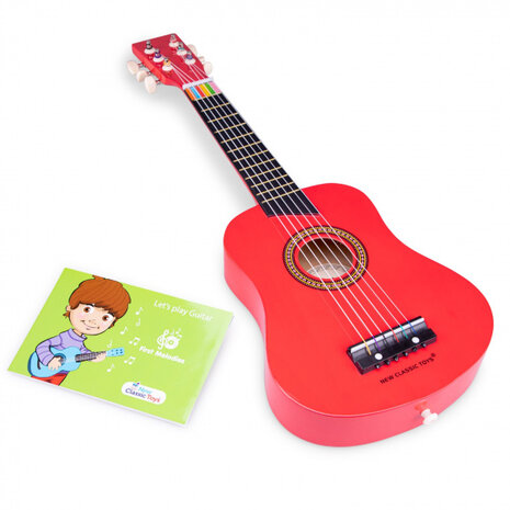 gitaar De Luxe junior 64 cm hout rood 4-delig