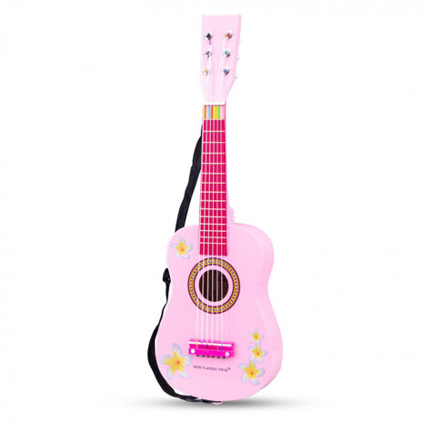 gitaar Bloemen 60 cm junior hout roze 4-delig