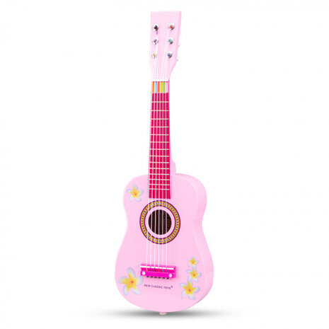 gitaar Bloemen 60 cm junior hout roze 4-delig