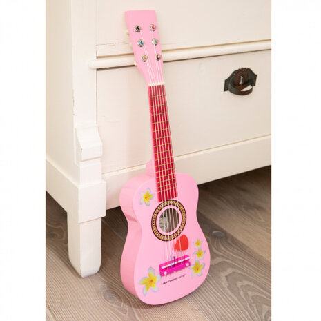 gitaar Bloemen 60 cm junior hout roze 4-delig