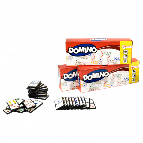 dominospel junior 13 x 5 x 2 cm wit/zwart 28 stenen