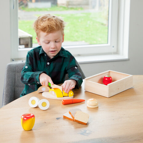 snijset ontbijt box junior 24 cm hout 10-delig