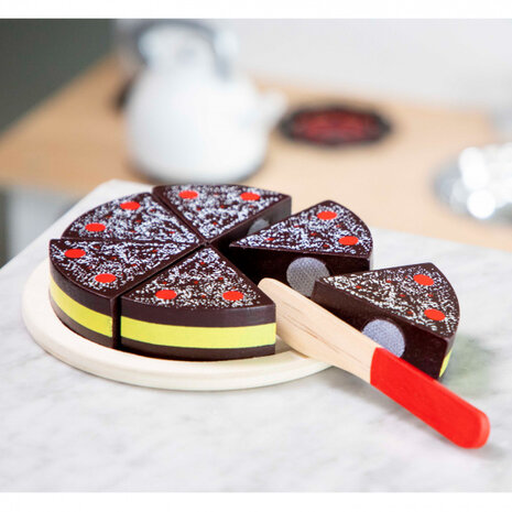 snijset chocoladetaart junior 16 cm hout 3-delig