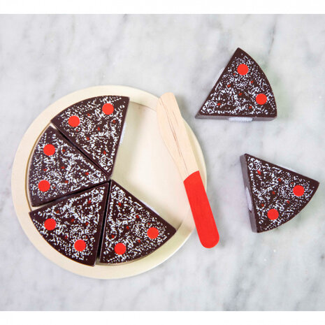 snijset chocoladetaart junior 16 cm hout 3-delig