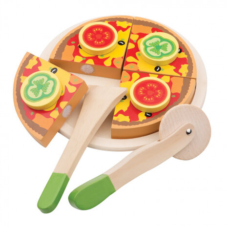 snijset pizza groente junior 16 cm hout 7-delig