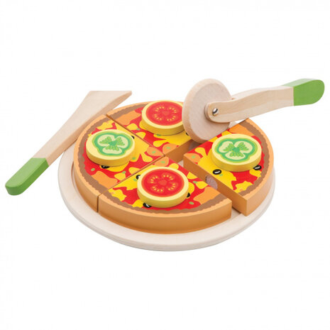 snijset pizza groente junior 16 cm hout 7-delig