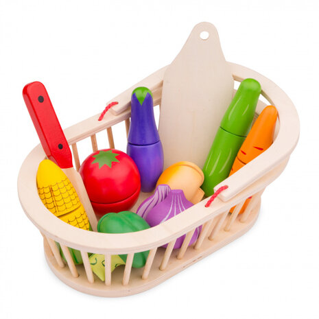 snijset groentemand junior 25,5 cm hout 11-delig