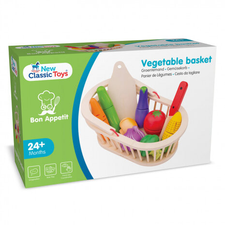 snijset groentemand junior 25,5 cm hout 11-delig