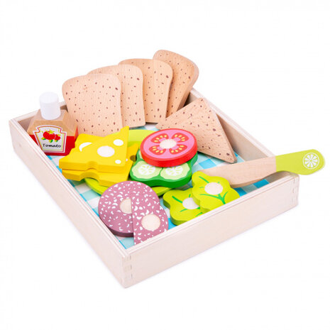 snijset lunchbox junior 24,5 cm hout 18-delig