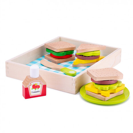 snijset lunchbox junior 24,5 cm hout 18-delig