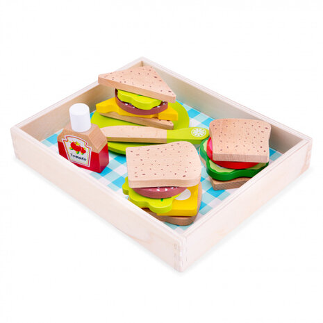 snijset lunchbox junior 24,5 cm hout 18-delig