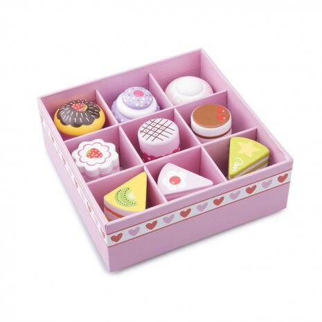 gebakdoos junior hout roze 10-delig