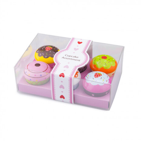 cupcake assortiment junior 13,5 cm hout 7-delig