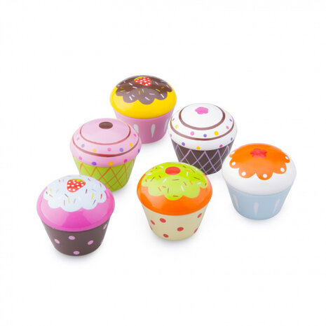 cupcake assortiment junior 13,5 cm hout 7-delig