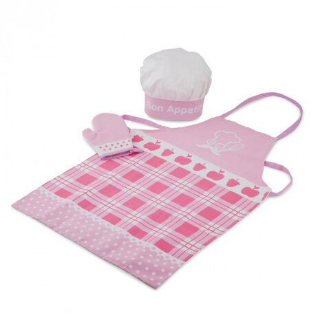 kookschort set junior 28 cm textiel roze 3-delig