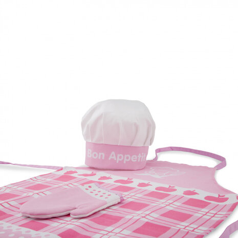 kookschort set junior 28 cm textiel roze 3-delig