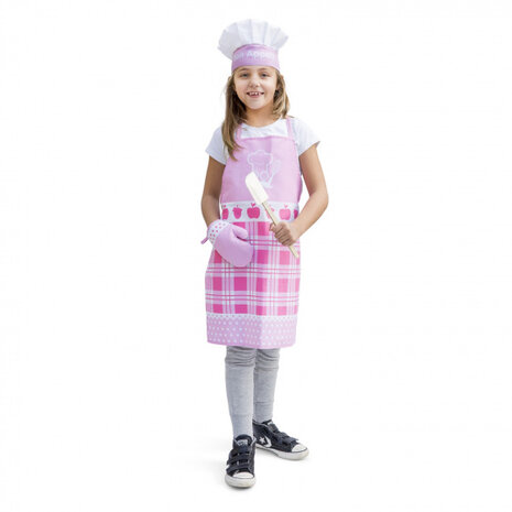 kookschort set junior 28 cm textiel roze 3-delig