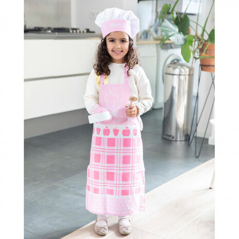 kookschort set junior 28 cm textiel roze 3-delig