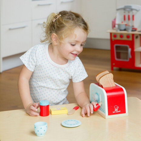 broodrooster junior 18,5 cm hout rood 6-delig