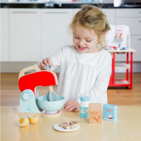 mixerset junior 20,8 x 18,2 cm hout rood 7-delig