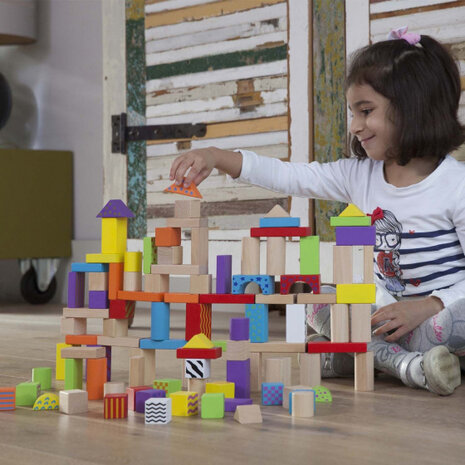 bouwblokken Educational junior hout 100 blokken