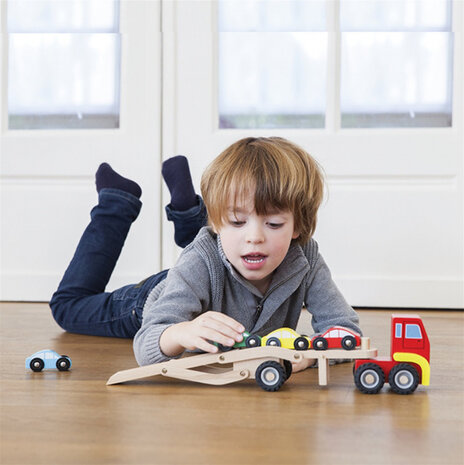 autotransporter junior hout rood/bruin 2-delig