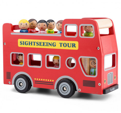 city-tour bus Little Driver hout rood 2-delig